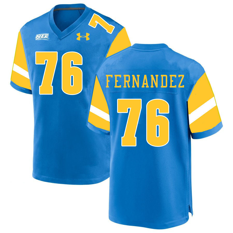 Men #76 Kristos Fernandez Long Island University Sharks College Football Jerseys Stitched-Blue